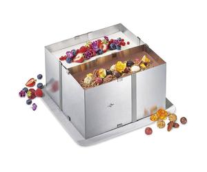 Cadre Pâtisserie Carré Haut Extensible Inox avec séparateur KUCHENPROFI SC