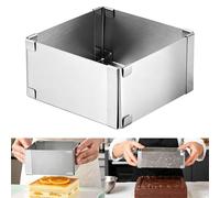 Cadre Patisserie Rectangulaire Réglable, Moule Carré Patisserie, Cadre Patisserie en Acier Inoxydable, Hauteur : 5 cm, Taille15-28 cm, Moule Gateau Carré pour Petits et Grands Gâteaux et Tartes