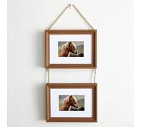 Cadre photo d'intérieur double pour installation murale Corps en résine avec système de fixation en corde Compatible avec ancrages muraux standard (A)