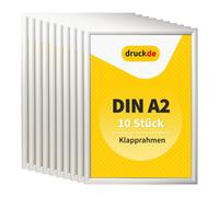 Cadre pliable DIN A2 - 10 pièces - pour affiches, panneaux indicateurs, publicité - cadre en aluminium avec profil de 2,5 cm - convient pour le montage mural