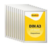 Cadre pliable DIN A3 - 10 pièces - pour affiches, panneaux indicateurs, publicité - cadre en aluminium avec profil de 2,5 cm - adapté au montage mural
