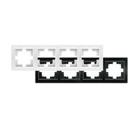 Cadre pour 4 modules, couleur noire, compatible avec les systèmes électriques, idéal pour installations électriques et domotiques.