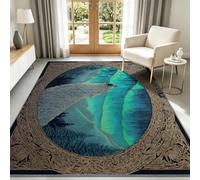 Cadre Rond Fantastique Tapis Lavable en Machine 80 x 150 cm - Tapis Imprimé Antidérapant Aurore Loup Poils Courts pour Salon, Chambre d'enfant, Chambre de Gamer, décoration de Chambre Couleur