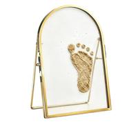 Cadre souvenir - Empreinte de main - Bordure en métal doré | Verre double face, bordure en métal doré, 12,7 x 17,8 cm, pour chambre d'enfant, cadeau, empreinte de patte de chat et chien