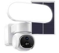 Cadrim 2K Camera Surveillance WiFi Exterieure sans Fil Solaire avec MicroSD 64 Go, 2.4GHz Camera Exterieur avec Panneau Solaire,360° PTZ,Vision Nocturne Couleur, Audio Bidirectionnel, PIR Sirène, IP65
