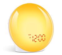 Cadrim Eveil Lumière Simulateur D'aube Sur Lampe De Chevet LED, 2 Alarmes Avec Fonction Snooze, 7 Couleurs De Lumière, 7 Sons Naturels, 20 Niveaux De Luminosité, Éclairage D'ambiance, Lampe De Chevet