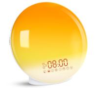 Cadrim Réveil Lumière, Réveil lumière du jour Radio-réveil Lever de soleil Coucher de soleil avec double alarme, 7 sons naturels & radio FM & fonction snooze pour adultes & enfants