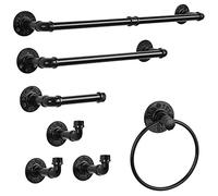 CADUKE Ensemble de quincaillerie de Salle de Bain, 7 pièces Ensembles de Porte-Serviettes industriels avec Porte-Serviettes en Papier, Support Mural pour essuie-Mains, Anneau de Rouleau, Porte-Papier