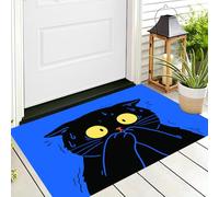 CAEITLRSO Dessin Animé Enfantais Tapis de Porte Décoratifs, Paillasson Le Se Couvrant La Bouche Petit Chat Noir Antidérapant Tapis de Sol pour Extérieur et Intérieur Entrer Terrasse Chambres 40x60cm