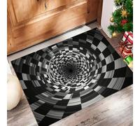CAEITLRSO Paillasson Abstrait Grille, Tapis de Spirale Tunnel, 50x80cm, résistant aux intempéries, antidérapant, pour Porte d'entrée, Couloir, entrée, Lavable, Noir
