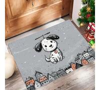 CAEITLRSO Paillasson Animaux Dessinés À La Main Gribouillés, 40x60cm, pour Salle De Bain Cuisine, Flanelle Tapis D'Entrée D'Intérieur, Tapis De Sol Antidérapant Lavable, Avion Chiot, Gris Argenté