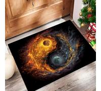 CAEITLRSO paillasson Ciel Étoilé De Rêve, Eau Et Feu Tai Chi, TPR caoutchouté, Robuste, antidérapant, imperméable, pour Toutes Saisons, pour Patio, entrée, Porche, 80x120cm