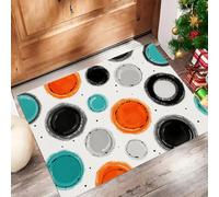 CAEITLRSO Paillasson Moderne Abstrait, Tapis de Peinture À L'Encre Cercle, 45x75cm, résistant aux intempéries, antidérapant, pour Porte d'entrée, Couloir, entrée, Lavable, Bleu Orange