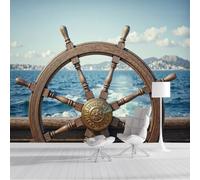 CAEITLRSO Papier Peint Panoramique Style Rétro Naval 400x280cm, Mer De Nuages Disque Papier peint photo, Brun Bronze Murales Poster soie - pour Salon Chambre à Coucher Décor Fond TV