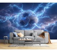 CAEITLRSO Papier Peint Style Science Fiction Sombre Sportif, 3D Panoramique Papier Peint Éclair Football, Papier Mural Decoratif Pour Salon, Chambre, Décoration Murale 200x140cm