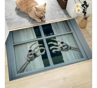 CAEITLRSO Tapis de Porte Lavable Thriller Gothique, 45x75cm Tapis de Os Rétro Crâne Main Antidérapant à l'intérieur Paillasson Absorbant pour la Cuisine, Le Jardin, l'entrée du Hall