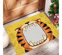CAEITLRSO Tapis Entree Interieur, Paillasson Lavable en Machine, Dessin À La Main Animal, Dessin Animé Tigre, à Poils Courts, Antidérapant et Doux, Idéal pour Couloir, Cuisine, Orange, 80x120cm
