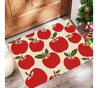 CAEITLRSO Tapis Interieur Dessin Animé Fruit, Tapis D'entrée Antidérapant Lavable Dessiné À La Main Pomme Rouge,Paillasson Absorbant Rouge, 60x90cm pour Chambre Couloi