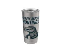 Café avant la chasse Funny Alligator Coffee Lover Vintage Gobelet isotherme en acier inoxydable double paroi