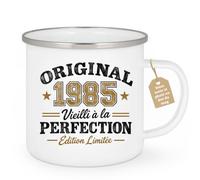 Café-Croissant - Mug 1985 Vieilli À La Perfection - Blanc/Emaille | Mug 1985 Édition Limitée, Cadeau Anniversaire Homme, Design Vintage