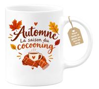 Café-Croissant - Mug Automne La Saison Du Cocooning - Blanc/Céramique | Mug Automne Cocooning, Idéal Pour Soirées Cosy