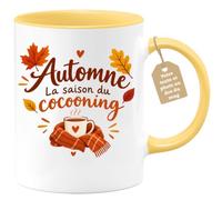 Café-Croissant - Mug Automne La Saison Du Cocooning - Jaune/Céramique | Mug Automne Cocooning, Idéal Pour Soirées Cosy