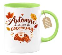 Café-Croissant - Mug Automne La Saison Du Cocooning - Vert/Céramique | Mug Automne Cocooning, Idéal Pour Soirées Cosy