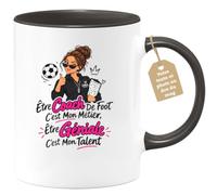 Café-Croissant - Mug Coach De Foot Géniale Et Talentueuse - Noir/Céramique | Mug humoristique pour femmes, célébrant le métier et le talent unique de chaque professionnelle. Coach De Foot