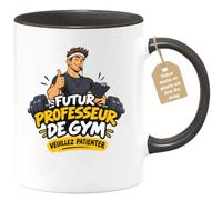Café-Croissant - Mug Futur Professeur De Gym Veuillez Patienter - Noir/Céra | Mug humoristique pour futur professionnel avec texte 'Futur Professeur De Gym veuillez patienter'.