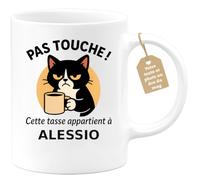 Café-Croissant - Mug Humour Prénom Alessio - Blanc/Céramique | Mug original avec message amusant pour homme, personnalisable avec prénom. Alessio