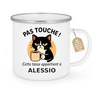 Café-Croissant - Mug Humour Prénom Alessio - Blanc/Emaille | Mug original avec message amusant pour homme, personnalisable avec prénom. Alessio