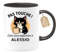 Café-Croissant - Mug Humour Prénom Alessio - Noir/Céramique | Mug original avec message amusant pour homme, personnalisable avec prénom. Alessio