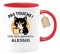 Café-Croissant - Mug Humour Prénom Alessio - Rouge/Céramique | Mug original avec message amusant pour homme, personnalisable avec prénom. Alessio