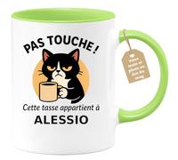 Café-Croissant - Mug Humour Prénom Alessio - Vert/Céramique | Mug original avec message amusant pour homme, personnalisable avec prénom. Alessio