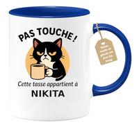 Café-Croissant - Mug Humour Prénom Nikita - Bleu/Céramique | Mug original avec message amusant pour homme, personnalisable avec prénom. Nikita