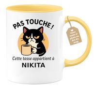 Café-Croissant - Mug Humour Prénom Nikita - Jaune/Céramique | Mug original avec message amusant pour homme, personnalisable avec prénom. Nikita