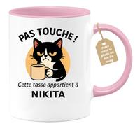 Café-Croissant - Mug Humour Prénom Nikita - Rose/Céramique | Mug original avec message amusant pour homme, personnalisable avec prénom. Nikita
