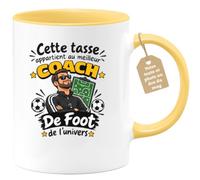 Café-Croissant - Mug Meilleur Coach De Foot De L'univers - Jaune/Céramique | Tasse humoristique pour mug 'Meilleur Coach De Foot de l'univers', cadeau original.