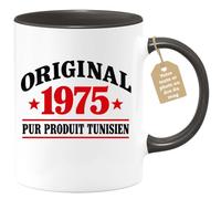 Café-Croissant - Mug Original 1975 Pur Produit Tunisien - Noir/Céramique | Mug Anniversaire Collection 1975, Design Unique Tunisien