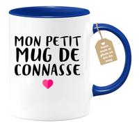 Café-Croissant - Mug Personnalisable Texte Photo Humour Mon Petit Mug De | Connasse - Tasse Humoristique Femme Cadeau Noël Original Râleuse Chiante - Bleu/Céramique