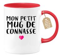 Café-Croissant - Mug Personnalisable Texte Photo Humour Mon Petit Mug De | Connasse - Tasse Humoristique Femme Cadeau Noël Original Râleuse Chiante - Rouge/Céramique