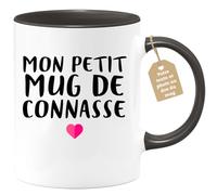 Café-Croissant - Mug Personnalisable Texte Photo Humour Mon Petit Mug De | Connasse - Tasse Humoristique Femme Cadeau Noël Original Râleuse Chiante - Noir/Céramique