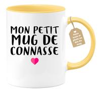 Café-Croissant - Mug Personnalisable Texte Photo Humour Mon Petit Mug De | Connasse - Tasse Humoristique Femme Cadeau Noël Original Râleuse Chiante - Jaune/Céramique
