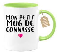 Café-Croissant - Mug Personnalisable Texte Photo Humour Mon Petit Mug De | Connasse - Tasse Humoristique Femme Cadeau Noël Original Râleuse Chiante - Vert/Céramique