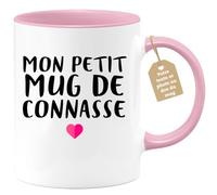Café-Croissant - Mug Personnalisable Texte Photo Humour Mon Petit Mug De | Connasse - Tasse Humoristique Femme Cadeau Noël Original Râleuse Chiante - Rose/Céramique