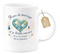 Café-Croissant - Mug Personnalisable Texte Photo Tasse Cadeau Noël | Anniversaire 9 Ans De Mariage Et Je Brille Encore C'Est Ça La Magie De La Faïence - Blanc/Céramique