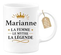 Café-Croissant - Mug Prénom Marianne La Femme Le Mythe La Légende - Blanc/C | Idéal pour honorer une femme exceptionnelle, drôle et légendaire. Marianne