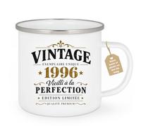Café-Croissant - Mug Vintage Unique 1996 Édition Limitée - Blanc/Emaille | Mug Vintage Année de Naissance 1996, Édition Limitée, Idée Cadeau Originale