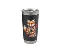 Café d'automne avec Cute Cozy Fox Reading Books Gobelet isotherme en acier inoxydable double paroi