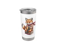 Café d'automne avec Cute Cozy Fox Reading Books Gobelet isotherme en acier inoxydable double paroi